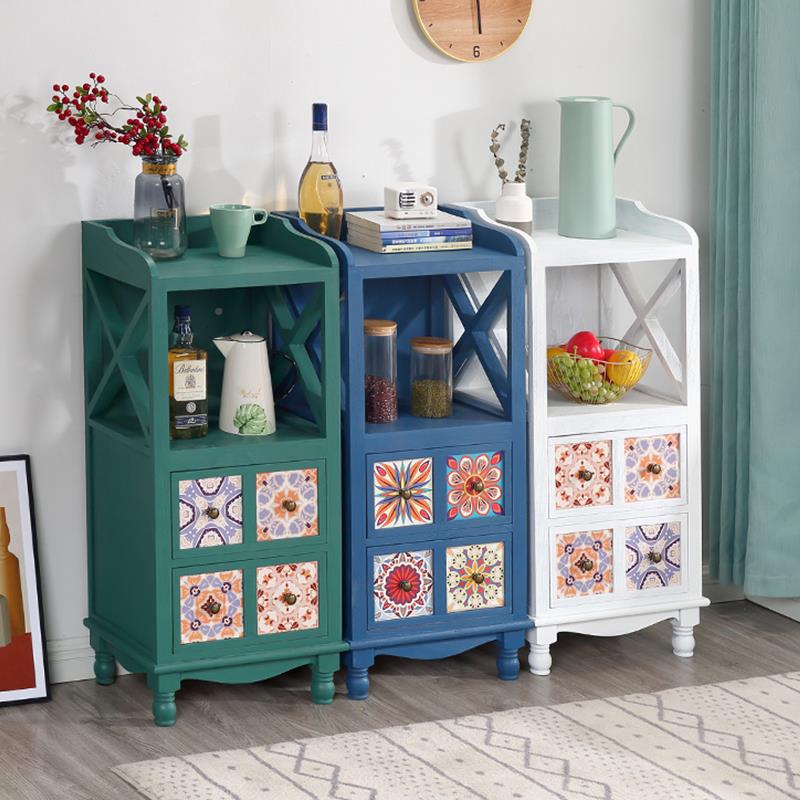 N5复YJO古美式彩斗柜实木收餐边柜书多抽屉纳储物柜客厅架阳台绘