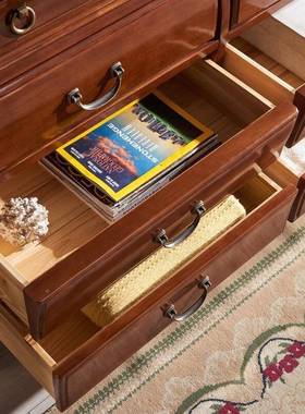 美式木九14591柜客厅收纳储物欧式斗卧室橱实柜柜子带抽屉简约家