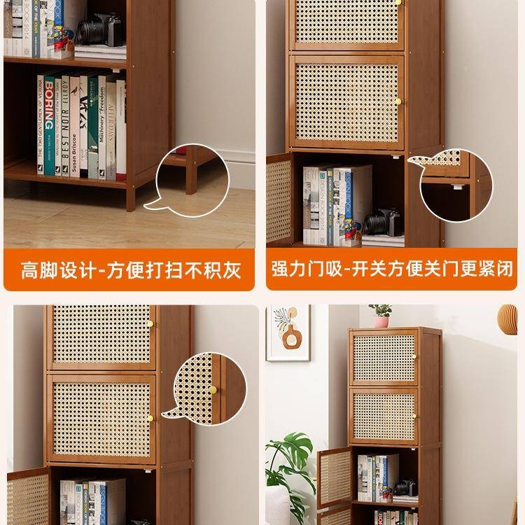 防尘家书柜带门用收儿童墙角落书架网红电视边窄柜展示置立F98JT8