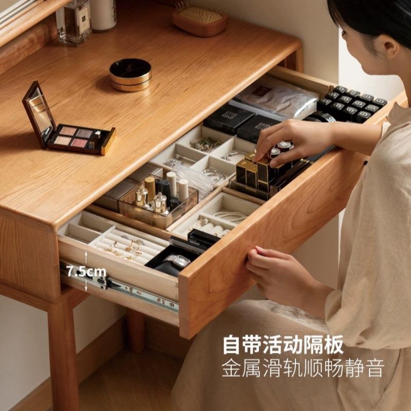 实木化桌小型卧室户小型收复古妆樱桃木品牌/多功能纳梳妆台