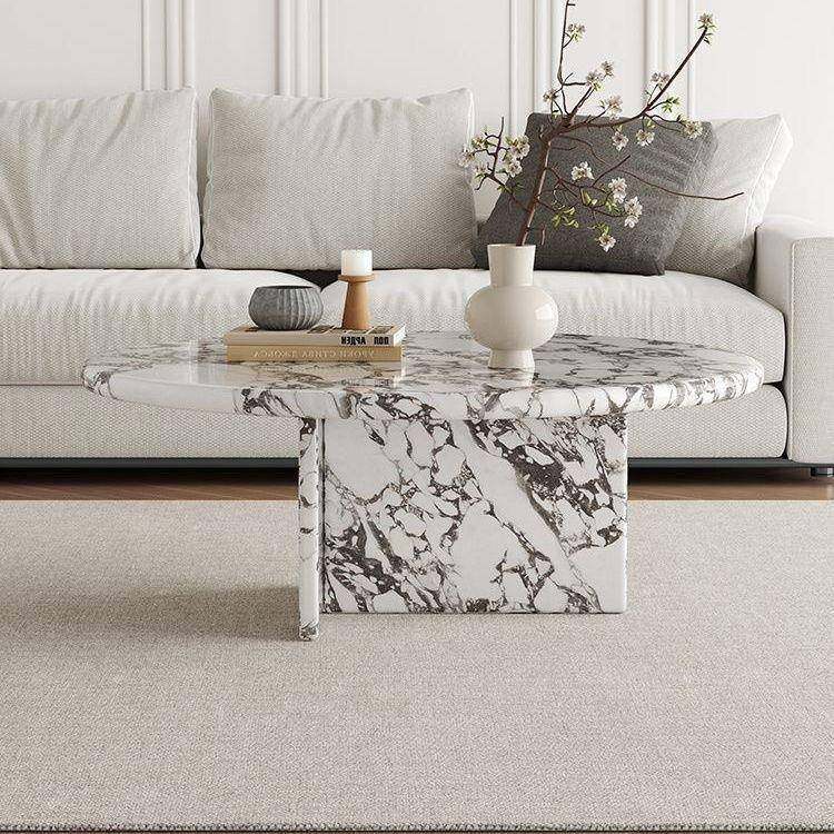 法式奶油理风天然大石茶几发异形圆形感客厅用家小户型MUH沙餐桌