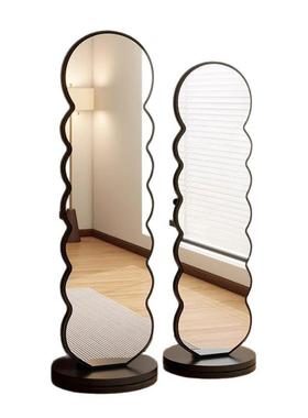 轻旋转14347全身镜地镜家用卧室穿衣落镜衣帽架奢一体式镜子