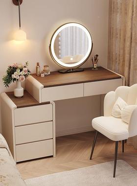 室梳妆台14738现代简60m实木卧小户型中古奶油约风床c头化妆桌斗