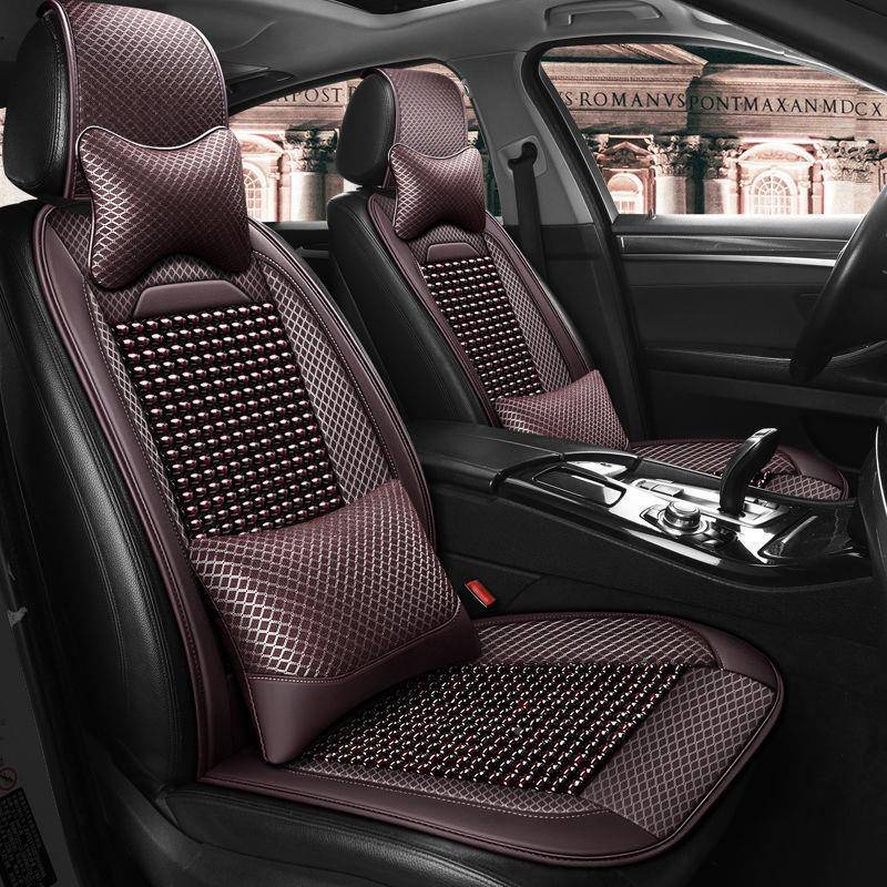 木汽车垫夏季透气座椅垫子单珠片包冰丝竹坐席座半垫夏天通45H335