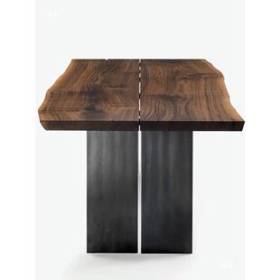 实心字碳素钢桌桌脚支撑架大师设计腿款一板原木支桌餐桌efef7腿