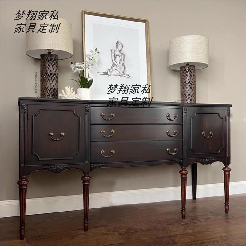 TBX法式实美木复古雕花厅玄关厅柜门客装饰柜式做旧餐边柜装饰柜