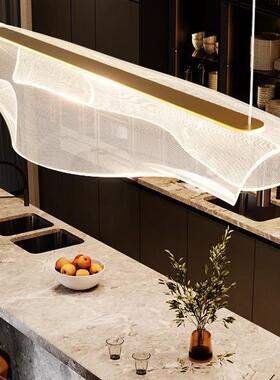 简约一字餐厅吊灯岛极简餐桌台饭桌ZJ-9612条灯设计用师长家茶室