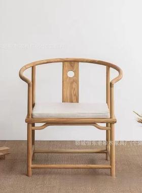 老榆木新款实木椅新师中式圈椅明太式子椅老榆木餐椅OBI家用靠背