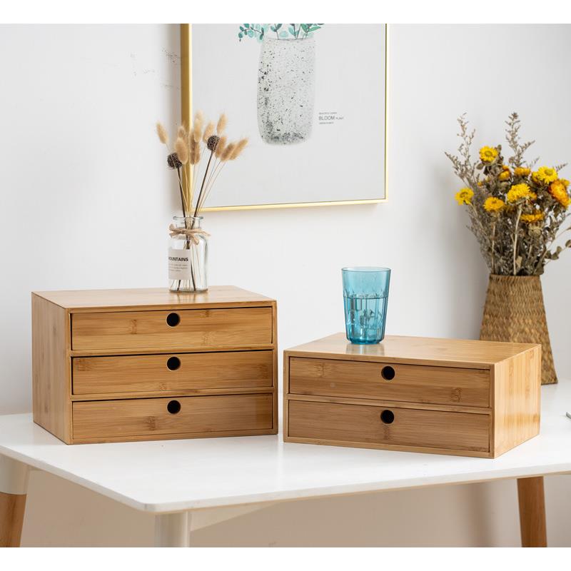 S料588面桌文件柜办纸无品牌/公室楠竹A4多层组合柜子资柜抽屉式物架收纳