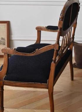 源头工厂人法复古30690实木高靠背式沙发椅客厅双端沙发休闲椅高