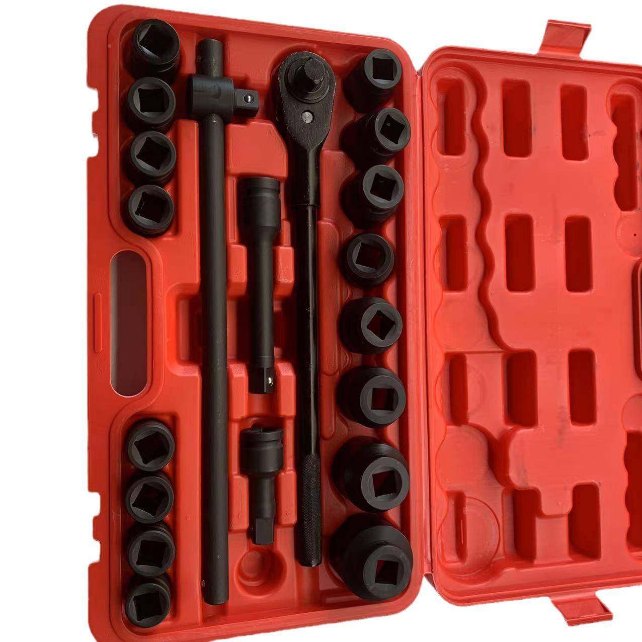 21件套3/4重型风炮38100套组重型六筒角套筒十套二花筒套扳手汽修