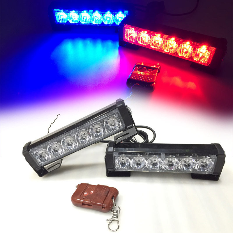 36W 2X 6Led 一拖二爆闪警示灯汽车中网频闪灯 车顶灯带无线遥控