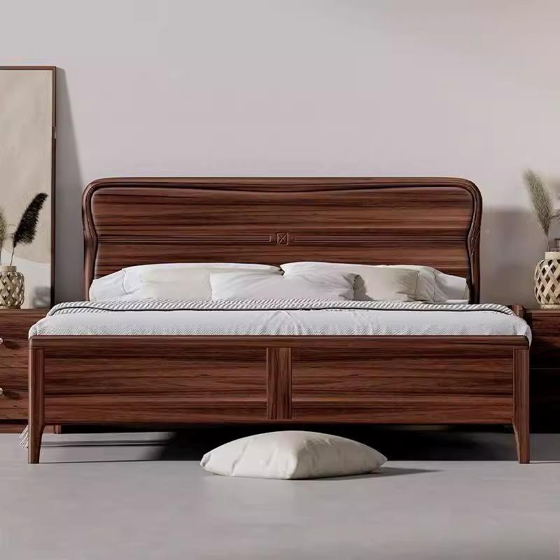 新中式黑胡桃木床全实木现代简约.1.5箱M双人高厚加储物1LC-E12#8