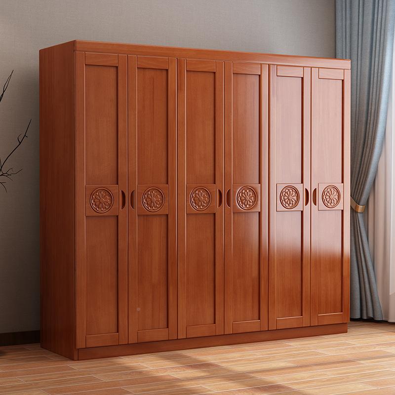 实衣柜三四代五六门现中式室家具整LC-9069E体木卧质橡木衣柜开门
