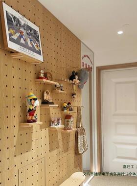 实木洞定洞质制展示架板木桌面墙面书桌收F889SH8J纳墙入户门口玄