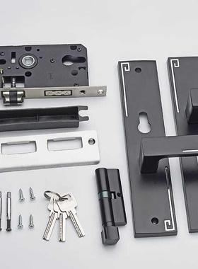 室内锁室内锁通合用型木门锁具门把门手卧室房门锁铝金静90965生