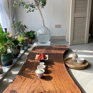 北美黑胡桃木大板板985茶桌台板板原木大板整板桌面独板实面木桌