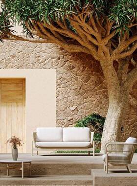 户发外实木沙组合别墅庭院藤编家05266具室外天阳台茶几防藤椅防