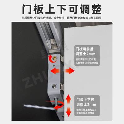 衣拉柜折叠门轨吊轨道全套推轮门RJK吊滑铝合金五金配件衣帽间无