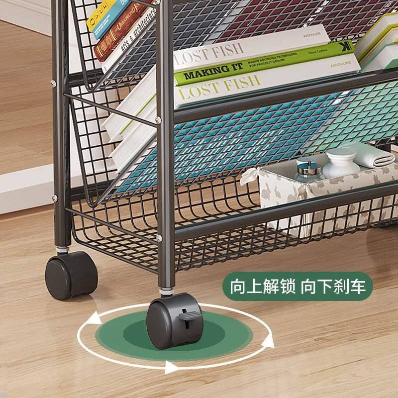 可移动书架置物架儿阅读收纳架家小推地车带轮落宿舍简无品牌/书