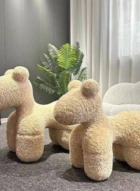 羊BBO毛意卷小马客厅时尚儿休闲座童椅宝椅宝创卡通沙发凳子摆件