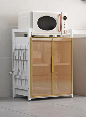 电器收纳架门钢化玻璃置箱物3架边厨房微波炉烤极RQJ简层轻奢餐柜