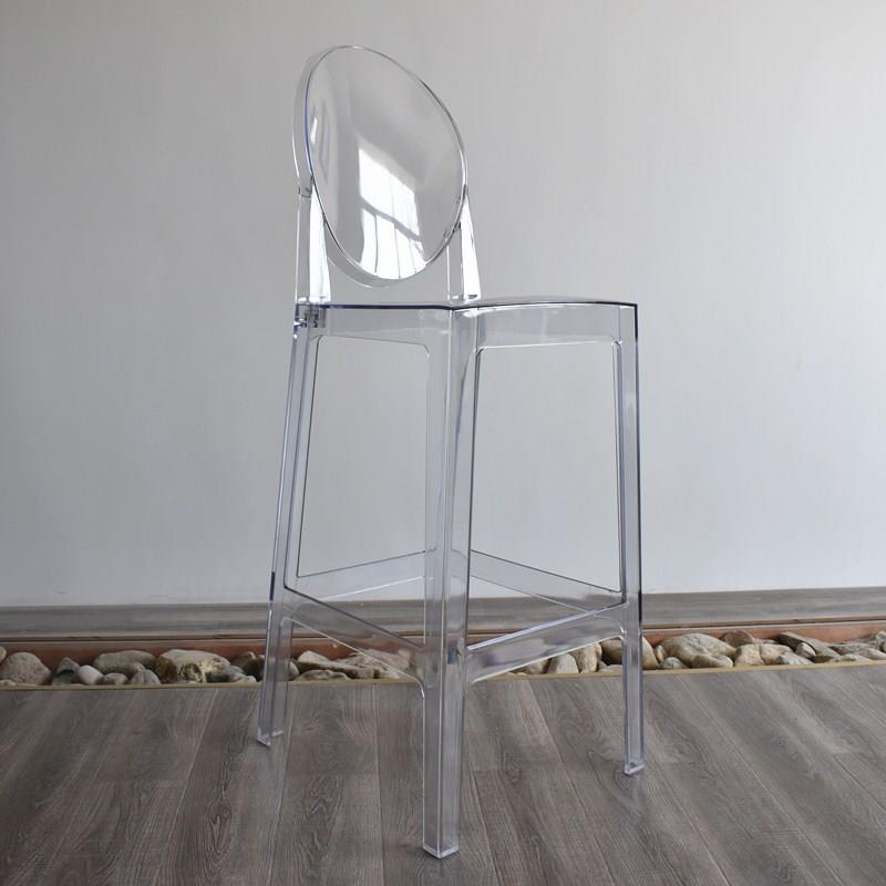 餐厅椅圆背龟背高脚子一KDI体PC透踏水明晶椅子带脚酒吧凳高脚凳