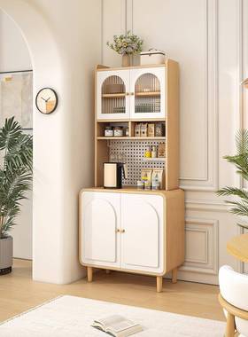 原奶油风餐边柜靠墙一体置物柜厨MYB房多客餐厅能储物收功纳木柜