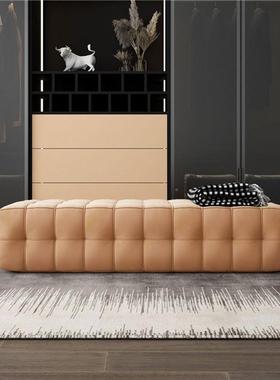 意式极简方块沙发床尾凳卧室床榻简PDD10176约现条代凳床帽边凳长