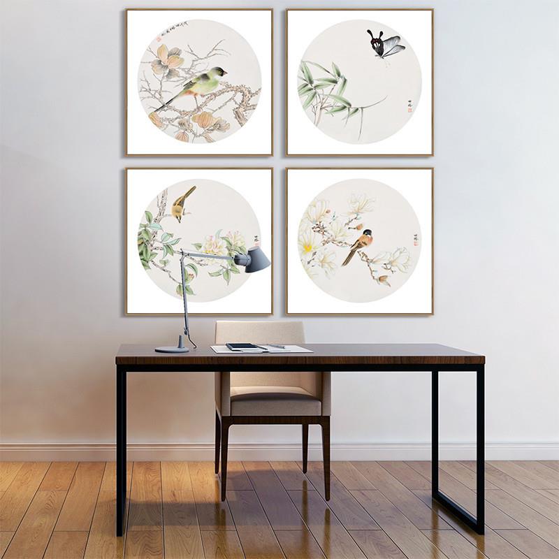 新式客工笔花鸟装饰画餐厅挂LNA画入户玄关壁画书法茶中室厅中墙