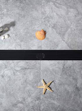 跨境大生黑色长条形地漏排FZU304不量锈钢防臭卫间淋浴房阳台防堵