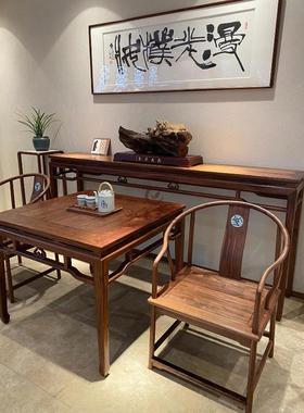 新式式北美黑胡桃木中堂六件48252实木条案八仙供桌中明农村堂套
