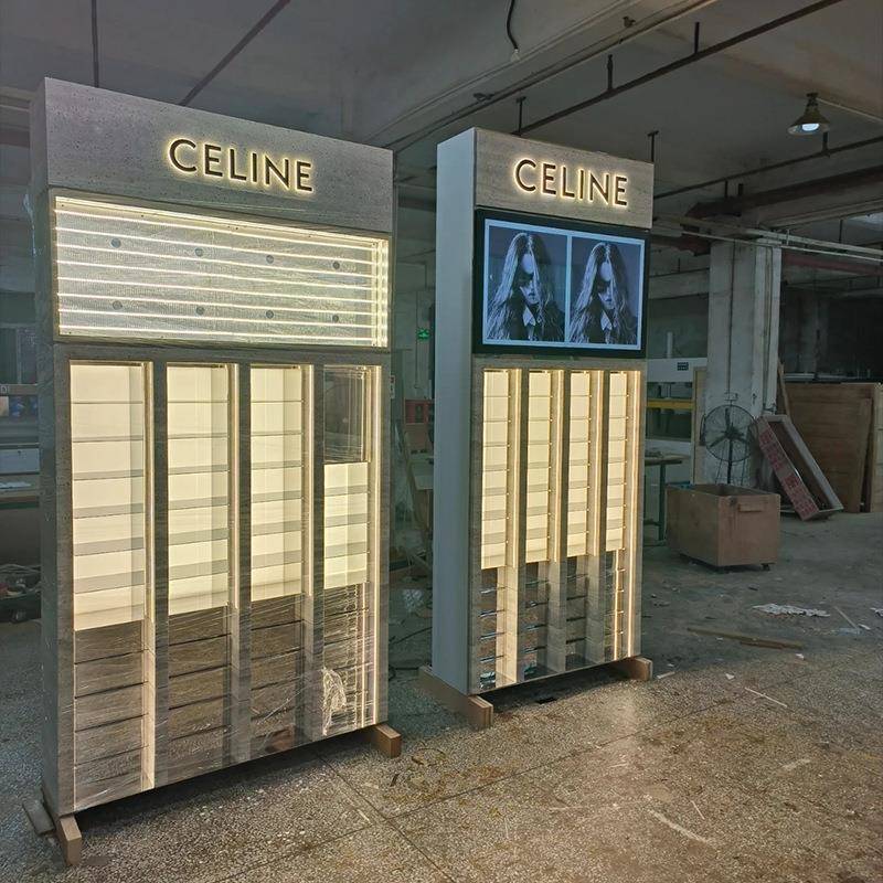 柜简展示柜定约木质烤漆眼店镜展柜木示饰面抽屉靠墙高柜展示柜陈