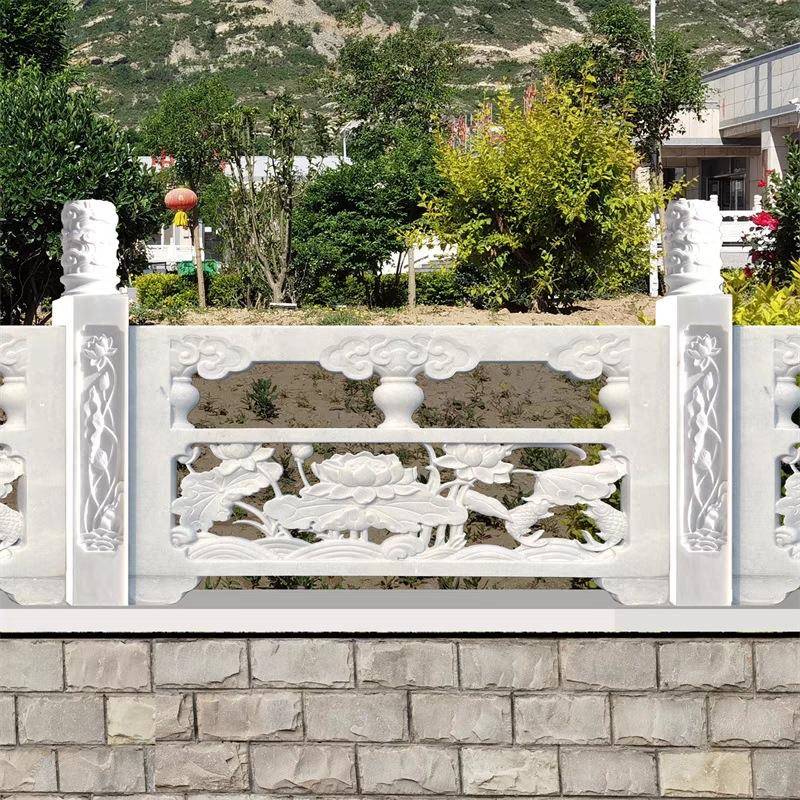 石汉白雕玉栏大理石护板栏学校石材台河道护栏NVM板别墅阳台石栏