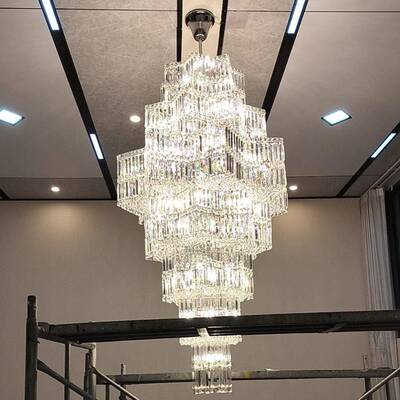 轻奢别客墅16043复式层楼厅大吊灯中山灯loft中空跃高端奢华K9水