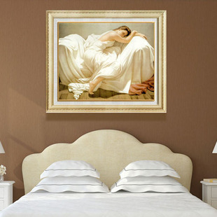 有框画卧室床头玄关墙画宾馆客房壁画酒店客房挂画睡美人 简约欧式