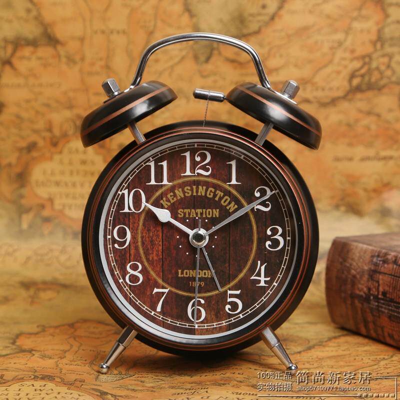 包邮欧式复古闹钟 金属打铃现代简约 创意个性学生懒人夜光床头钟
