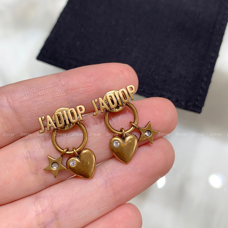 thumbnail for Vintage five-pointed star love tassel earrings, high-end sense small and exquisite, CD star stud earrings, D family letter earrings, women