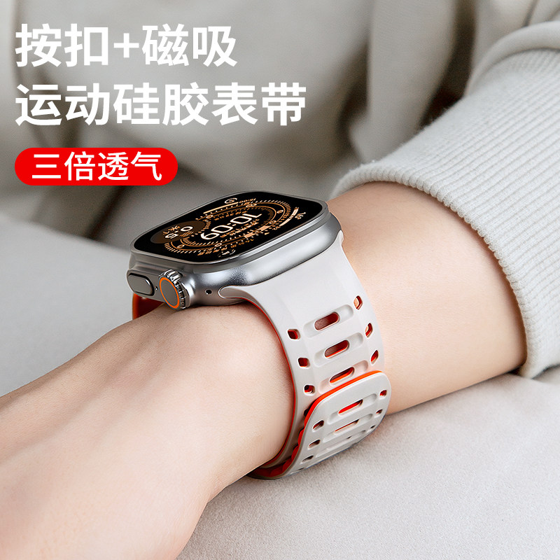 苹果Ultra三倍透气运动硅胶表带图片