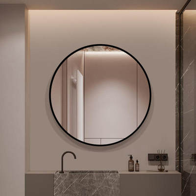 LED铝合金灯镜圆形浴室镜壁挂卫浴镜智能背光卫生间镜子带灯防雾