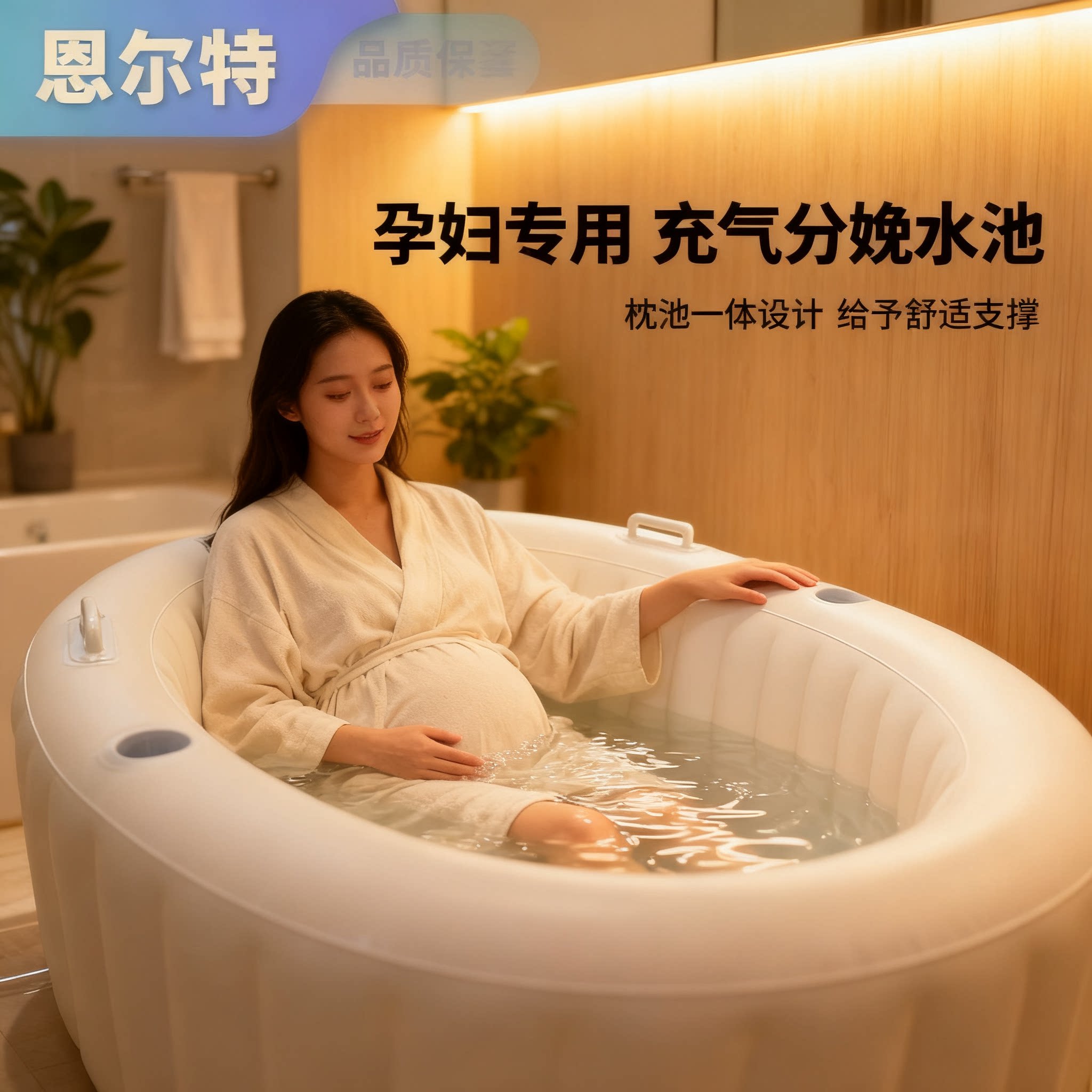 成人加高沐浴充气浴缸孕妇水池PVC加厚待产洗澡浴盆便携充气浴缸