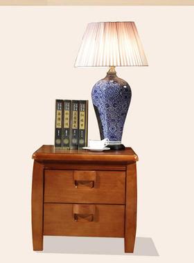 床头柜简约现代实木橡木整装原木胡桃色床边收纳储物柜子直销