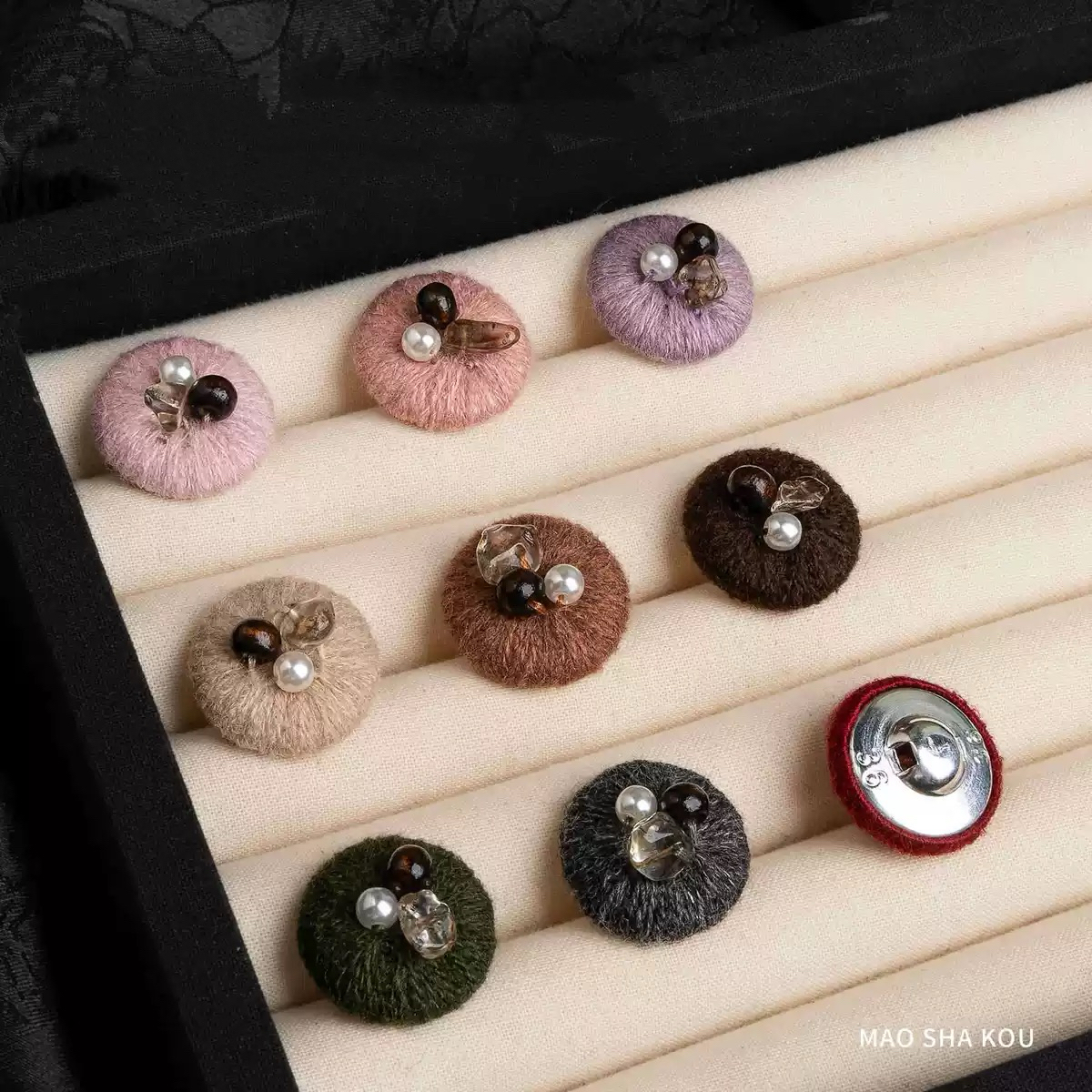 毛纱纽扣设计款手工钉珠线扣包扣毛衣针织衫辅料大衣外套装饰