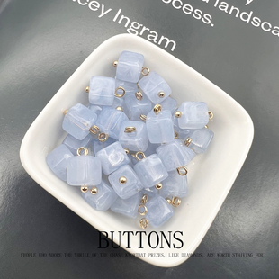 新款中式方块珠仿玉石竹节纽扣两眼装饰扣子古风汉服扣唐装羽绒服