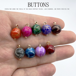 新款中式仿玉石彩绘珠纽扣羽绒服装饰扣子古风汉服扣唐装手缝扣