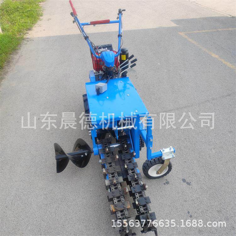 手扶小型开沟机 链条式电缆线埋设开槽电启动埋管子挖槽机
