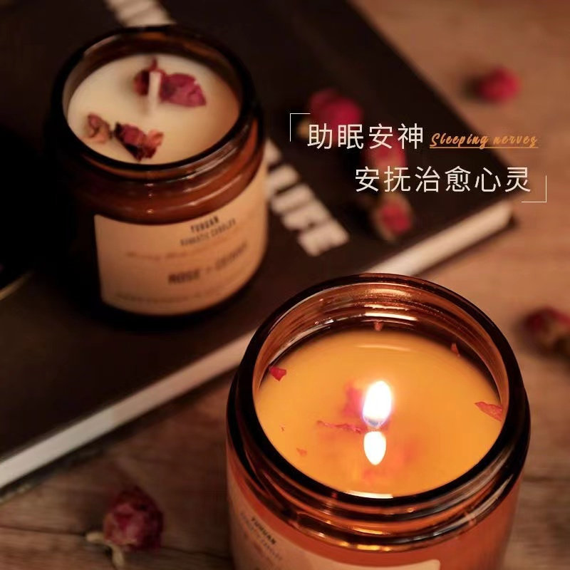 花瓣香薰蜡烛助眠女卧室淡香房间室内持久留香熏香摆件礼物伴手礼
