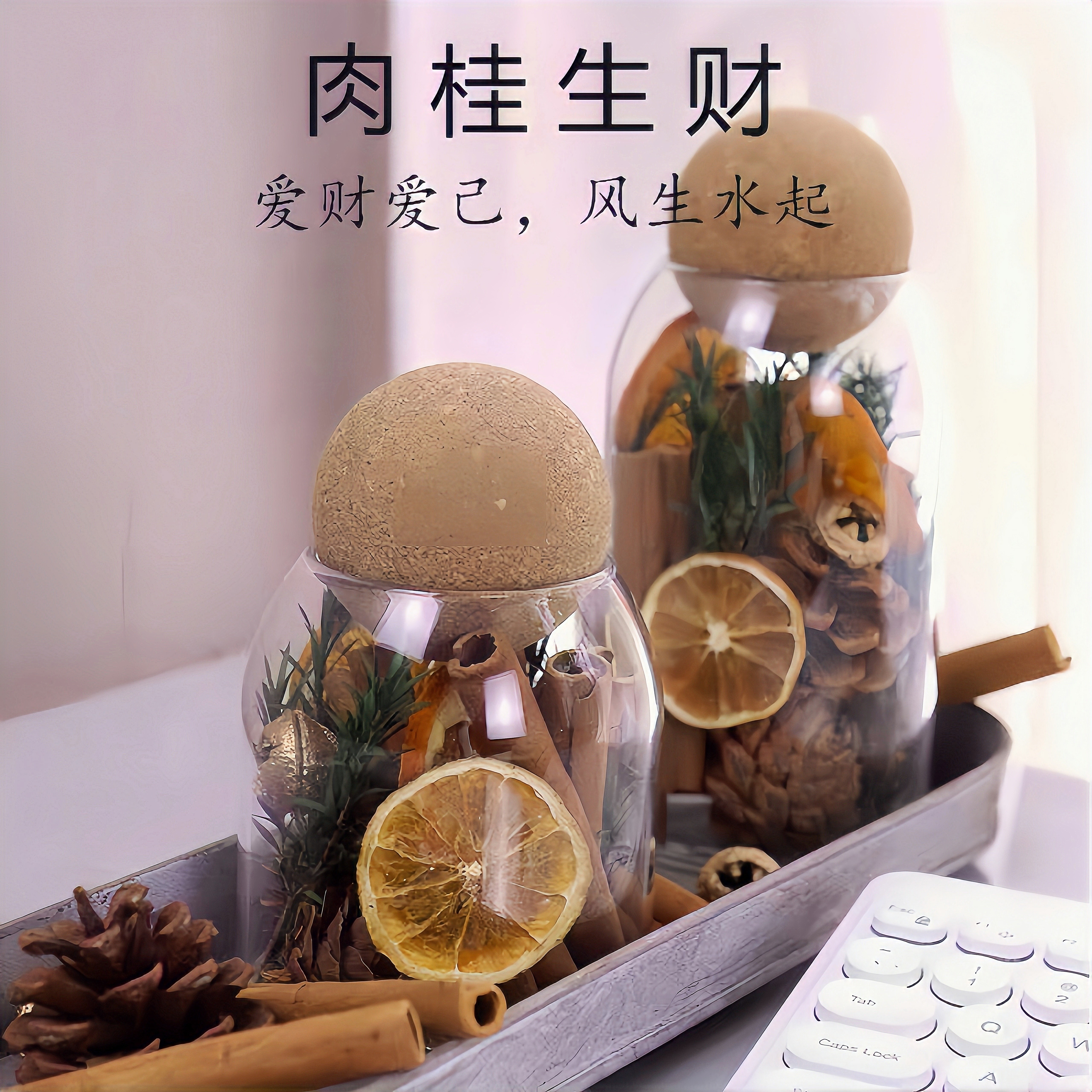 无火香薰扩香肉桂招财杯摆件干花桂皮聚财生财瓶DIY伴手礼物创意