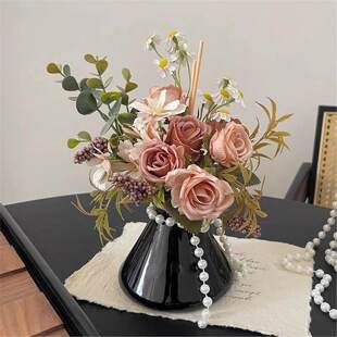 小香风家用室内香薰配件仿真花卧室慵懒轻奢摆件小众高端装 饰摆件