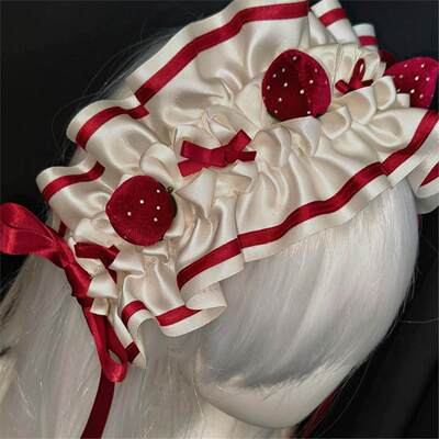 LittleFortune立体奶油草莓发带洛丽塔lolita伪bnt蝴蝶结发带饰品